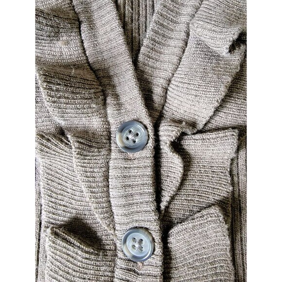 Banana Republic Womens Merino Wool Ruffle Size Large Brown Cardigan With Pockets - Picture 5 of 12